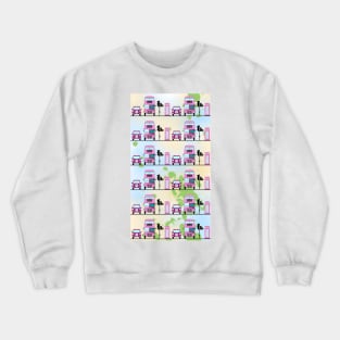 London Transport Routemaster and Taxi Pink Crewneck Sweatshirt